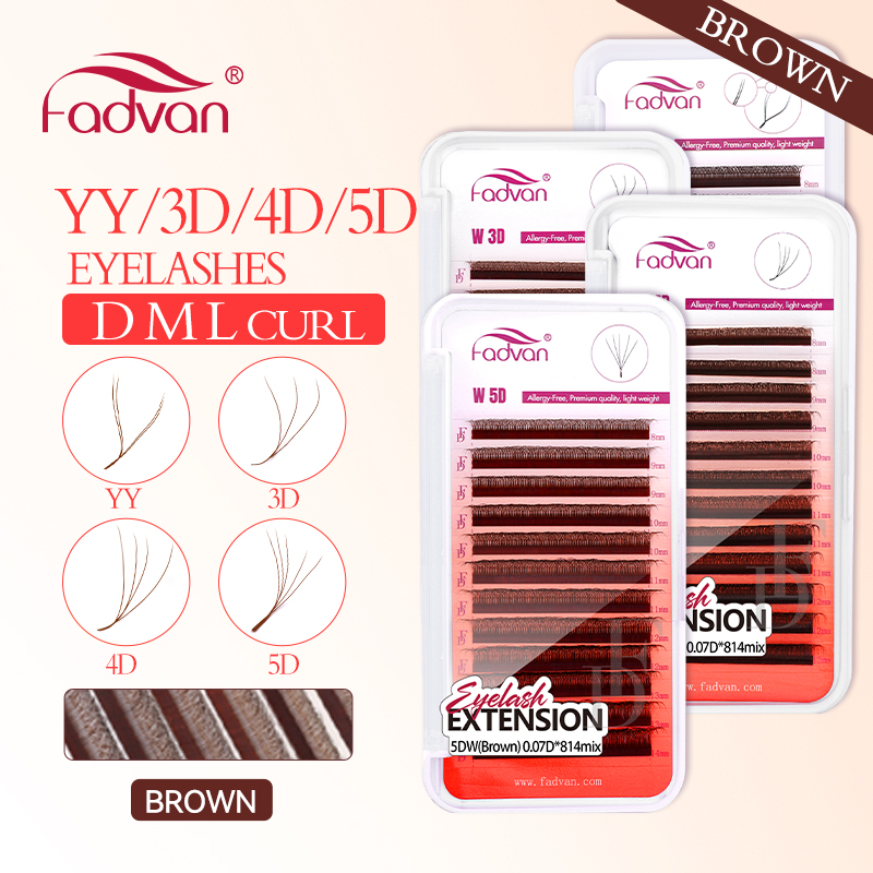 Eyelash Extension For Asian Eyes - FADVAN Bruin 4D/3D/5D wimpers W Vorm