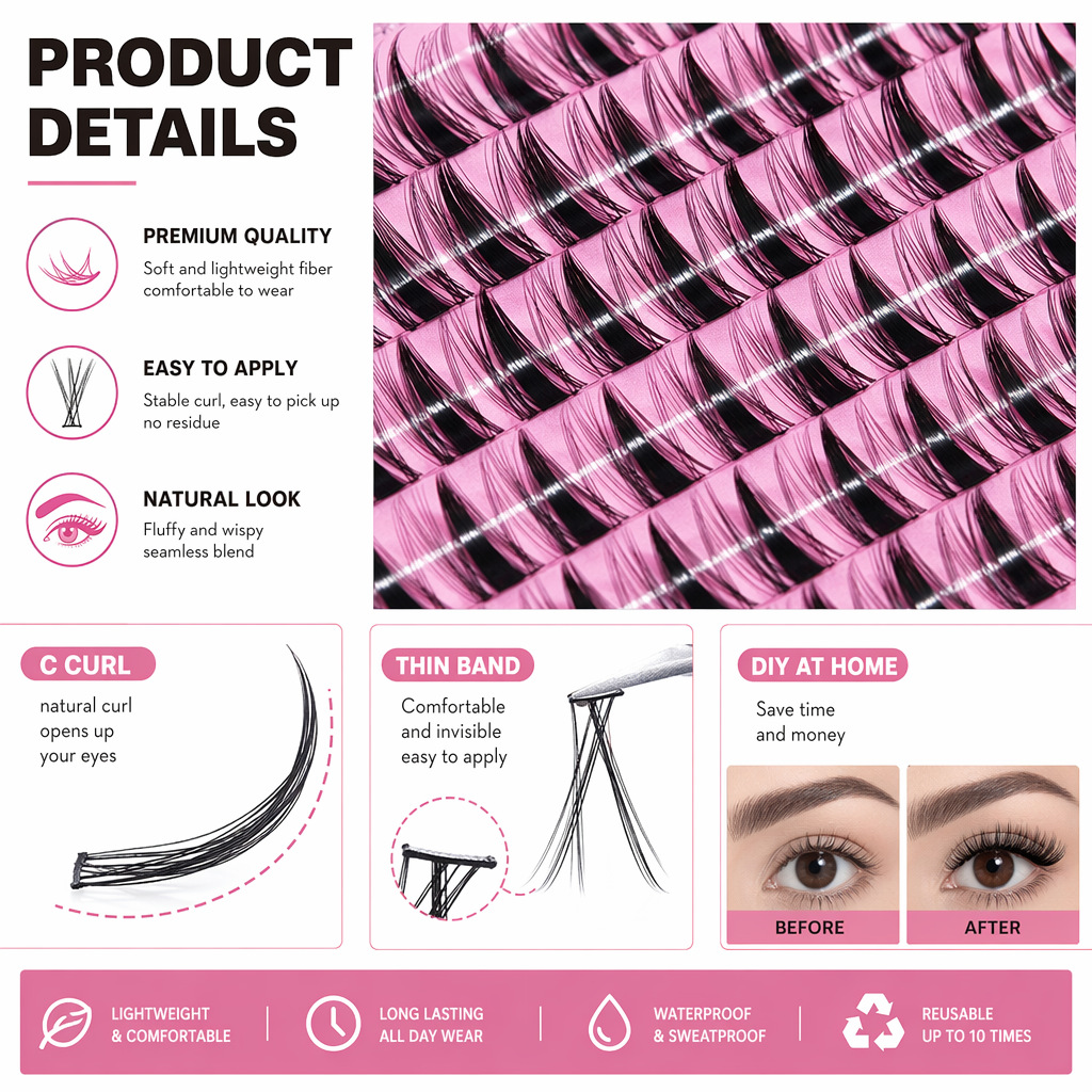 QIUNING Wimperclusters Manga W - Eyelash Extension Wet Look recensie en prijs